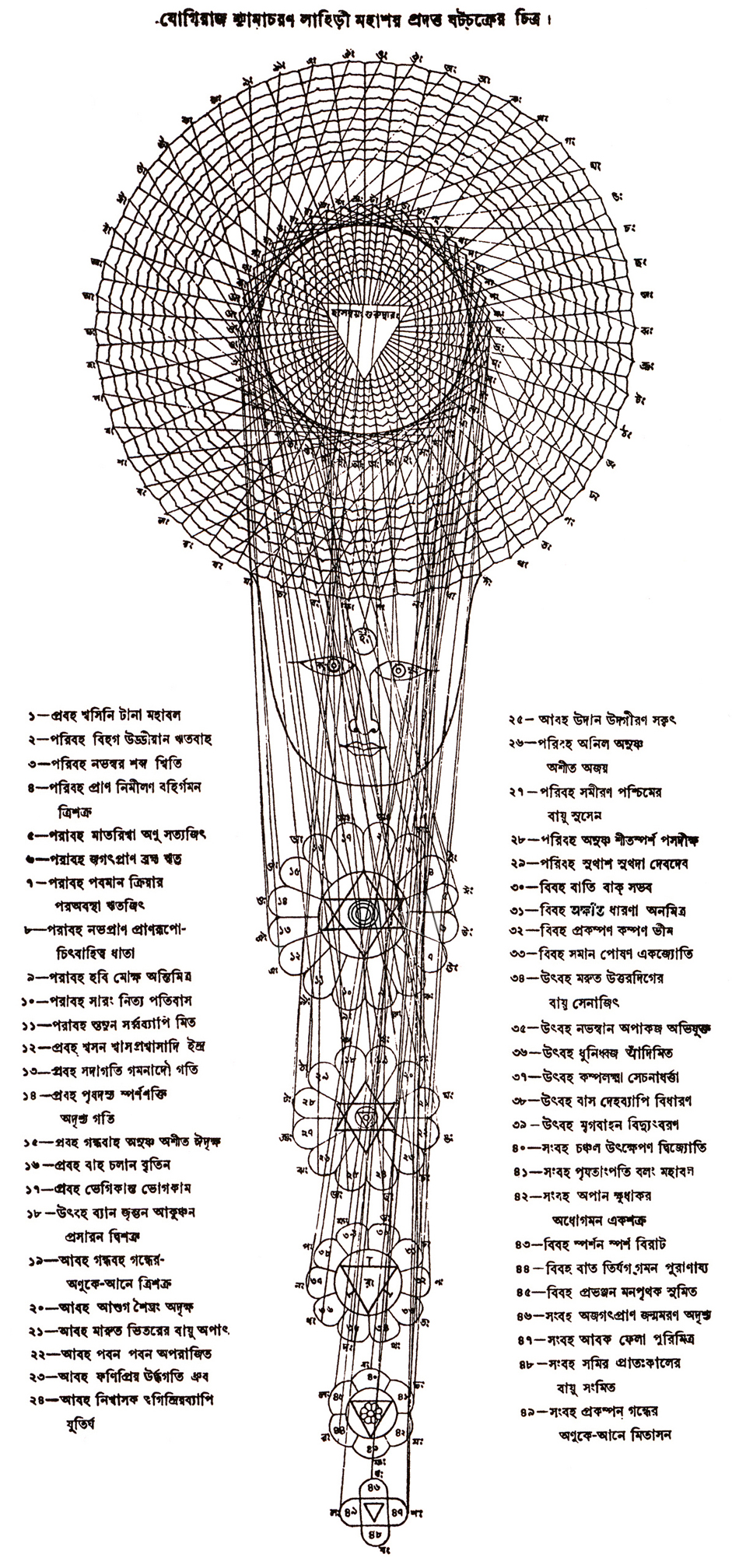 Lahiri Baba's Chakras Drawing